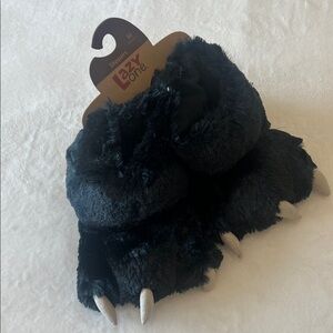 Lazy One Furry Black Bear Paw Claw Slippers kids M 13-3